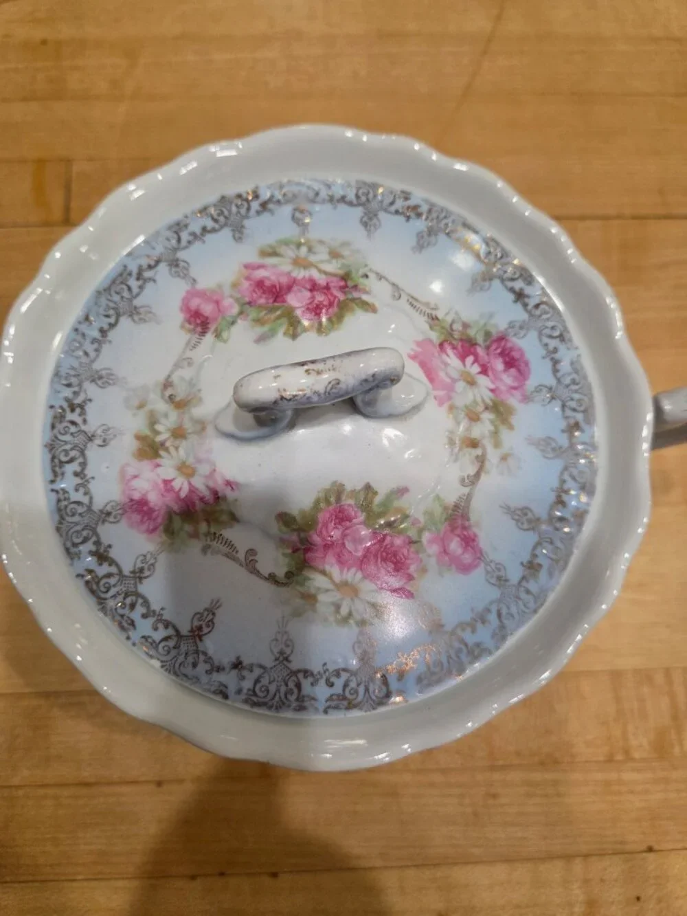 Vintage Elbogen Austria Springer Co Porcelain Floral Covered Sugar Bowl